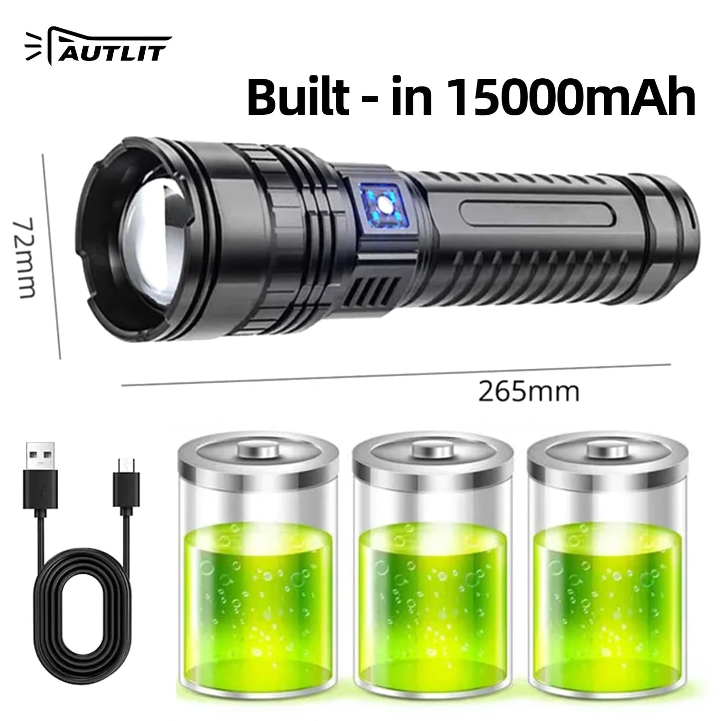 Rechargeable Zoomable LED Flashlight