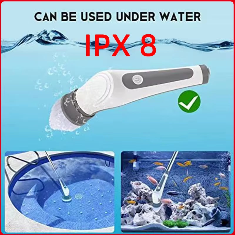 CleanMaster™ 6-in-1 Wireless Electric Scrub Brush – Adjustable Cleaning Tool for Bathroom, Kitchen & Window