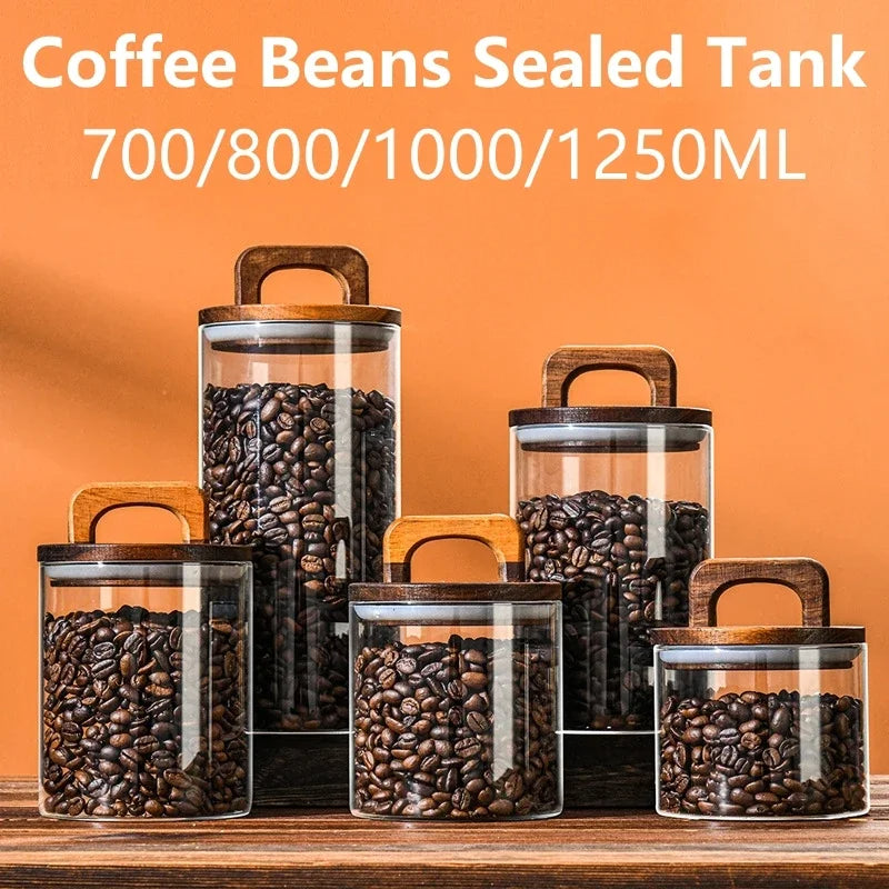 SealNest™ Glass Storage Jar with Wooden Lid – Airtight Kitchen Canister for Coffee, Tea, Spices & More